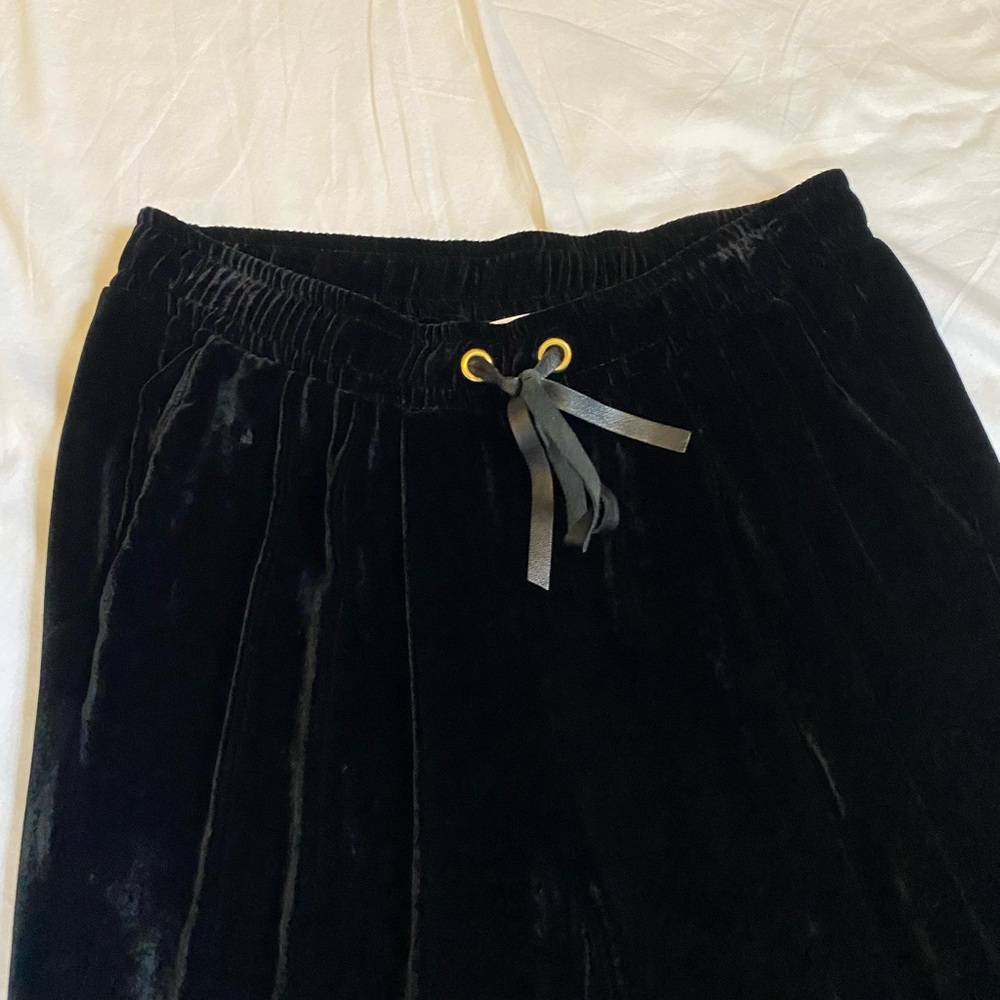 Sandro Women's Pull On Black Velvet Pants Whimsygoth Grunge Witchy Quiet Luxury - Picture 7 of 17
